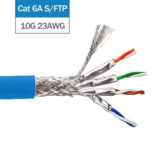 Linkwylan Cat6A สาย S/FTP 23AWG เครือข่ายติดตั้งสาย LAN Soli…