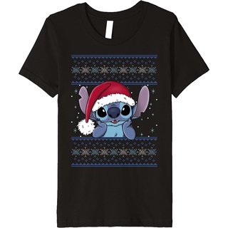 เสื้อยืดกันหนาว พิมพ์ลาย Disney Lilo &amp; Stitch Christmas Stitch แฟชั่นฤดูร้อน สําหรับผู้ชาย