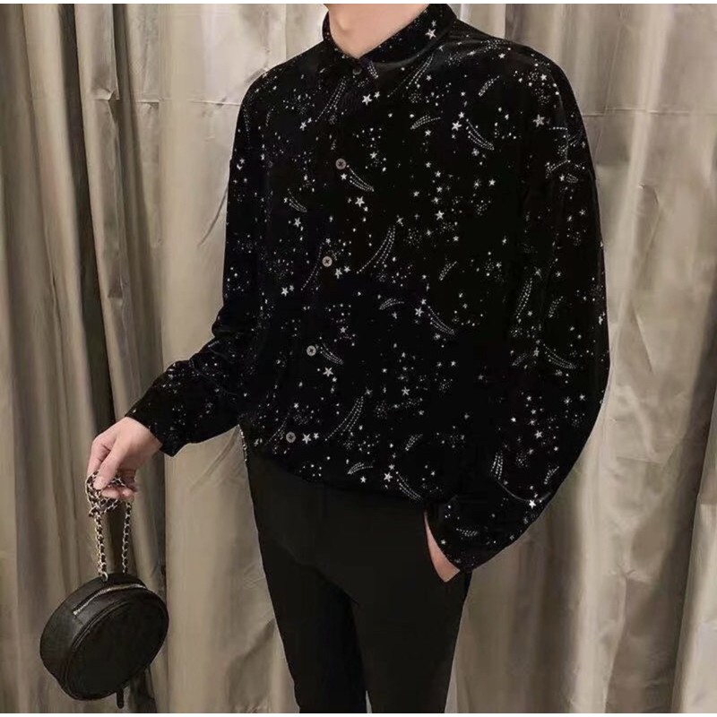 เสื้อเชิ้ตเกาหลี แขนยาว โอเวอไซส์ สไตล์เกาหลี ลายดาว พร้อมส่ง!! SL72