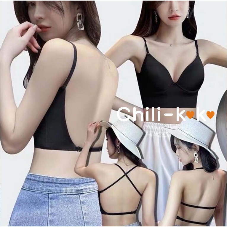 mimi&didi เสื้อในผู้หญิง สปอร์ตบราสายเดี่ยว เว้าหลัง ไร้โครง มีหลากสีให้เลือก สินค้าพร้อมส่