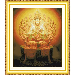 ชุดปักครอสติชพิมพ์ลาย เจ้าแม่กวนอิมพันมือ (Thousand Hands Guanyin Cross stitch kit)