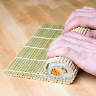 Natural Bamboo Sushi Rolling Mat เสื่อม้วนทำซูชิ 24x21 cm 2 type Tight/Wide มี2แบบ แบบซี่เล็ก และ ซี่ใหญ่