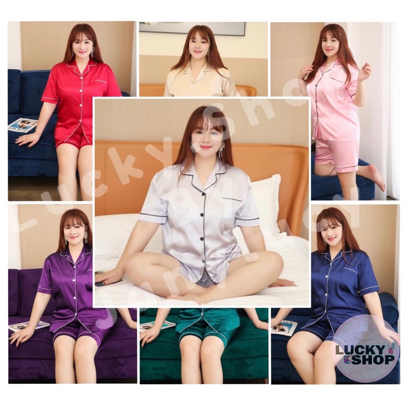 Janylucy 🐰 ชุดนอนผ้าซาตินขาสั้น ไซส์ใหญ่  ชาย-หญิงใส่ได้ 3XL-6XL คนอวบ คนอ้วน ชุดนอนผู้หญิง ใส่ได้สบาย 🐰 #SS22