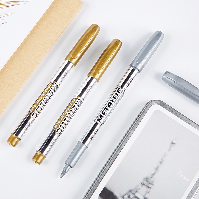Baoke ปากกามาร์กเกอร์ สีเมทาลิก สีทอง / เงิน 1.5 มม.