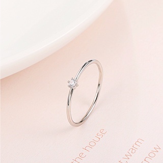 แหวนเงินเรียบๆเพชรเล็ก Zircon Detail Ring