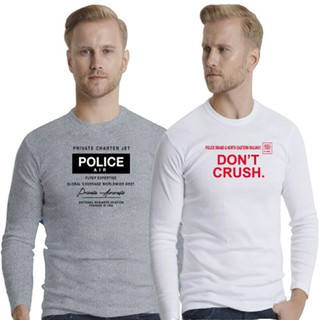 Police Bodysize  เสื้อยืดคอกลมแขนยาว ทรง Slim fit พอดีตัว สีขาว,ดำ,เทา, ใส่ได้ทั้งผุ้ชาย/ผู้หญิง ( รหัส : B415,B416 )