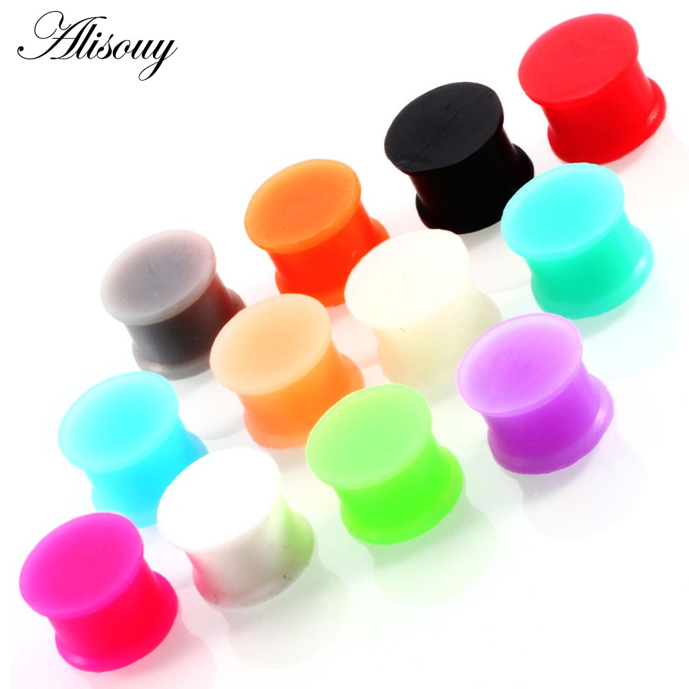 Alisouy 2PCS 3 มม.-50 มม.ซิลิโคนหนาหู Flared ปลั๊กเนื้อแข็งอุโมงค์ขนาดใหญ่หู Gauge ขยายเจาะเครื่องประดับ