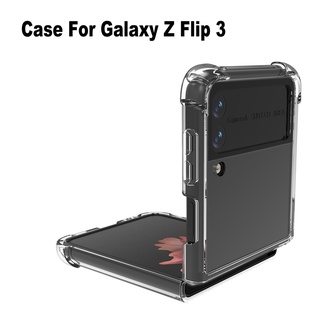 เคสสําหรับ Samsung Galaxy Z Flip 3 กันชน TPU + เคสแข็ง PC ปกคลุมด้านหลังสีใสสําหรับ Samsung Z Flip3