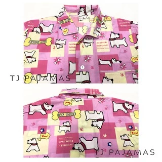 P+P ชุดนอนผู้ใหญ่ ผ้าคอตตอน ลายการ์ตูน คอปก แขนสั้นขาสามส่วน ฟรีไซส์