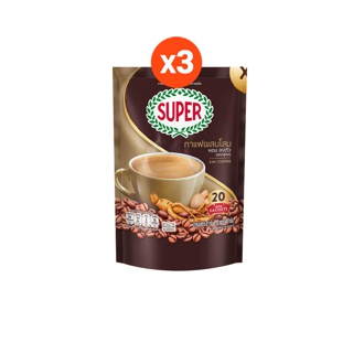 Super Coffee Ginseng ซุปเปอร์กาแฟ ผสมโสมปรุงสำเร็จ ขนาด 20 ซอง ( 3 ถุง)