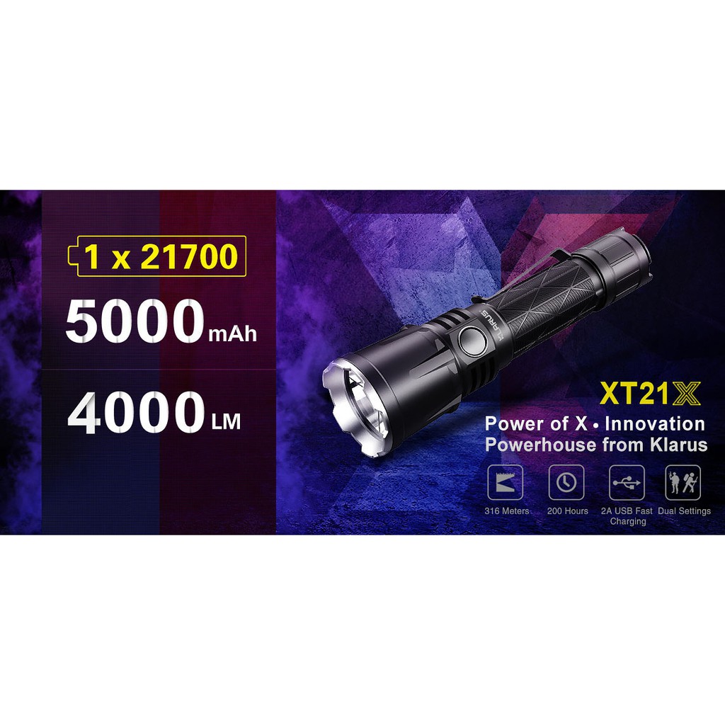 Klarus XT21X ไฟฉายรุ่นใหม่ หลอด CREE XHP 70.2 P2  ให้แสงแนวพุ่งกว้าง พร้อมแบตขนาดใหม่ 21700