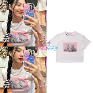 Preorder เสื้อครอปลายแมวแบบจอย Joy Red Velvet