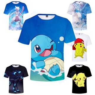 เสื้อยืด พิมพ์ลาย Pikachu Squirtle Articuno Mewtwo Rayquaza Diancie สําหรับเด็กผู้ชาย ผู้หญิง