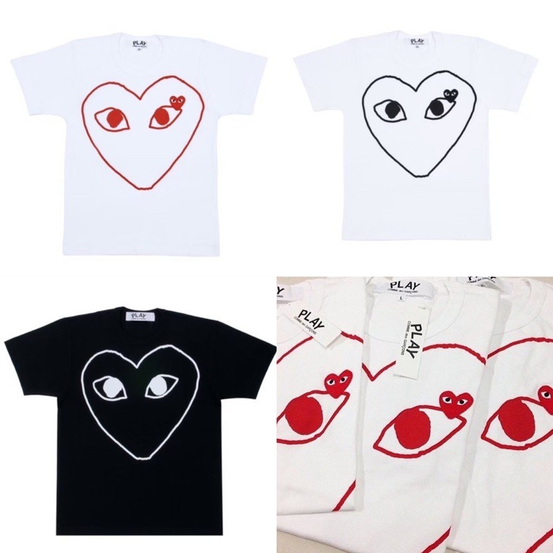 (ลดราคา) Play เสื้อยืดแขนสั้น ใจโปร่ง สกรีนใจหัวใจโปร่ง