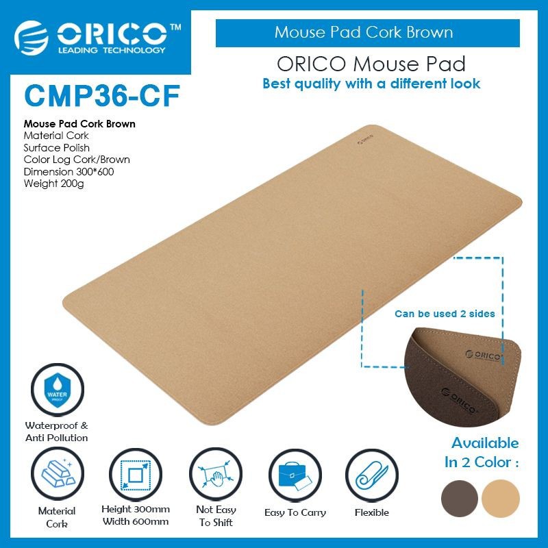 ORICO CMP36-CF แผ่นรองเมาส์ Cork Brown 30x60cm