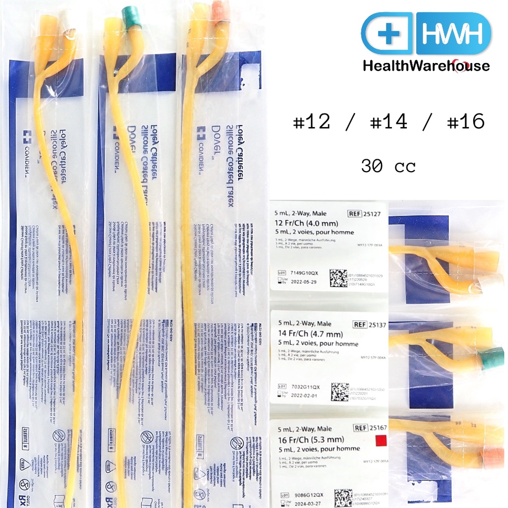 Covidien Foley Catheter 2 Way Silicone Silicone เบอร์ 12 / 14 / 16  สายสวนปัสสาวะ 2 ทาง ซิลิโคน