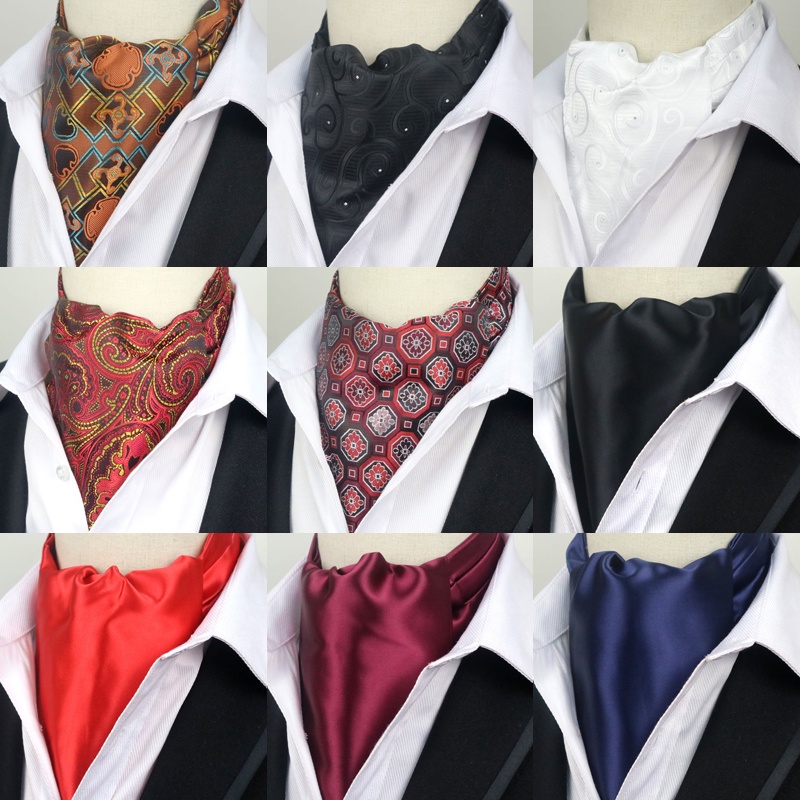 ผู้ชาย Vintage Paisley Polka Dot งานแต่งงานอย่างเป็นทางการ Cravat Ascot Scrunch Self สไตล์สุภาพบุรุษโพลีเอสเตอร์ผ้าไหมคอ Tie
