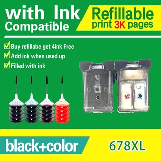 compatible 678 hp678 ink 678xl black hp678xl refillable ink cartridge  HP1018 2515 1518 Printer