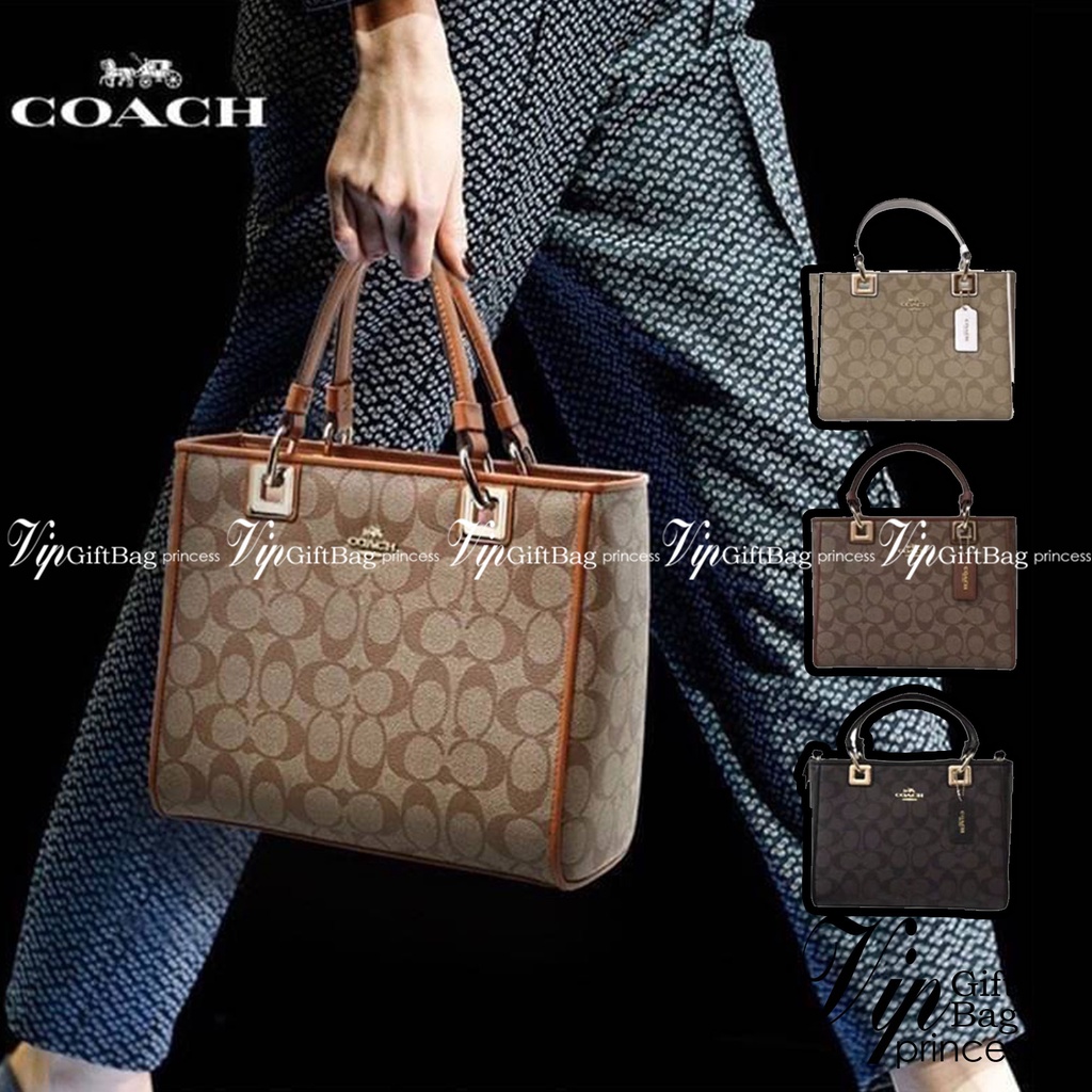 Coach Perry Tote Classic Bag F57568 รุ่นใหม่ล่าสุด กระเป๋ารูปทรงสี่เหลี่ยมสุดคลาสสิก เป็นกระเป๋าอเนก