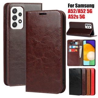 เคสหนังวัวแท้ 100% ฝาพับ พร้อมช่องใส่บัตรเครดิต สําหรับ Samsung Galaxy A52S 5G A52 4G