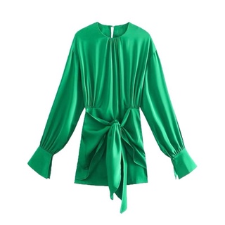 💚 dress green metallic color with big bow