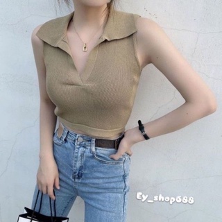 Ey_shop688🌹พร้อม​ส่ง​🌹#1828-3# เสื้อผ้าไหมพรมแขนกุด ข้างหลังผูกได้ค่ะ💕