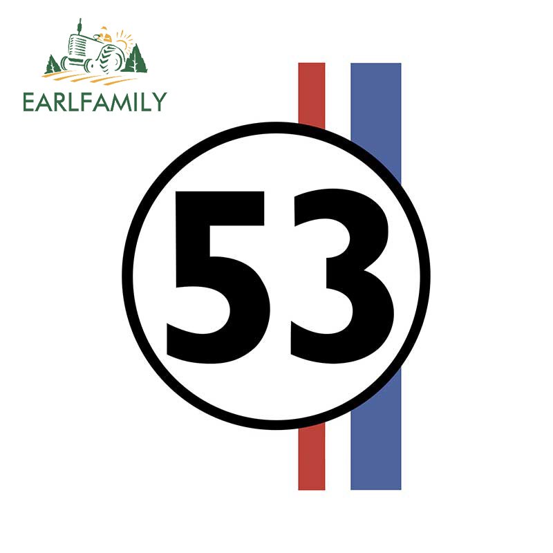 EARLFAMILY 13 ซม.x 9.4 ซม.สําหรับ HERBIE THE LOVE BUG รถสติกเกอร์ตลกคาราวานไวนิลรถ Wrap Decal รถจักร