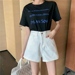 Kpop fashion high-waisted denim maong shorts jeans loose slim folded Korean style hot