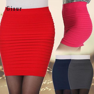 Womens Sexy Pleated Stretch Seamless Bodycon Mini Skirt Short Pencil Dress