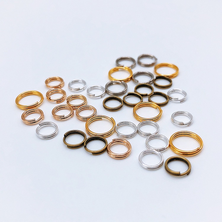 200 ชิ้น / ถุง diy พวงกุญแจ อุปกรณ์เสริม รูรับแสง หลายขนาด วงกลมคู่ เปิด แหวน สองชั้น แหวนเหล็ก พวงกุญแจ