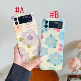 เคสซิลิโคน สำหรับ Clear Case SAMSUNG Z Flip 3 Z Flip 4 Cartoon ดอกไม้ Flower Bluray Design Soft Silicone Case