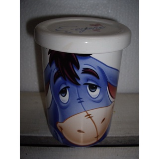 Pladao Ceramic แก้วกาแฟ มัค Eeyrore หน้าใหญ่ ทรงสูง มาพร้อมฝาหรือที่รองแก้ว oz.