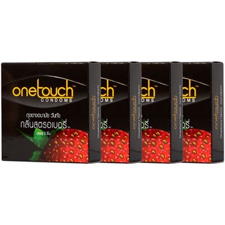 🔥ดีสุดๆ!! ﻿One Touch  ถุงยางอนามัย รุ่นสตอเบอร์รี่ (แพ็ก 4) 🚚พร้อมส่ง!! 💨