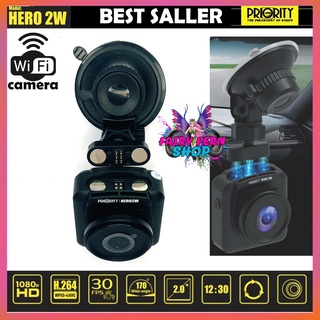 กล้องบันทึกหน้ารถ WIFI PRIORITY รุ่น HERO2W ดูภาพผ่านสมาร์ทโฟนได้ CAR CAM WIFI SMART กล้องติดรถยนต์ ชัด ประกันศูนย์ไทย