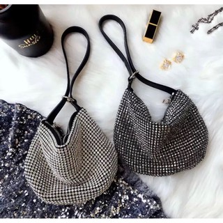 Crystal Bucket with Crossbody Bag 11 inch กระเป๋าถือ กระเป๋าสะพายข้าง คริสตัล วิบวับ แฟชั่น งานเนียบ ขายดี พรีเมียม hot