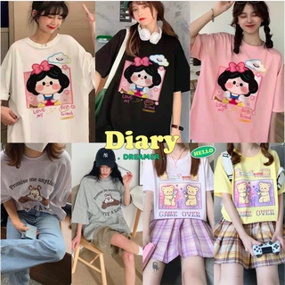 Diary (9483/9485/9475)*พร้อมส่ง*เสื้อยืดแขนสั้นลายการ์ตูนสุดฮิตสีๆน่ารัก