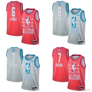 ใหม่ เสื้อกีฬาแขนกุด ลายทีม NBA Jersey 2022 All-Star No.6 James No.7 Durant Classic คุณภาพสูง พลัสไซซ์