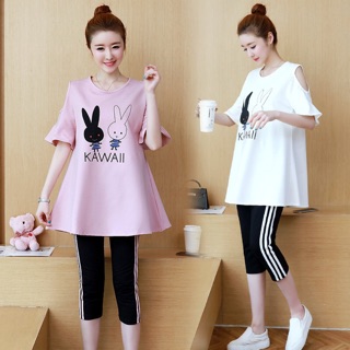 ชุดคลุมท้อง เสื้อคลุมท้อง Kawaii +กางเกง