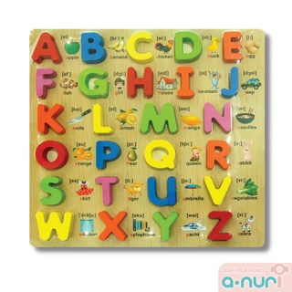 Anuri ของเล่นไม้ กระดาษไม้บล็อกตัวอักษร ABC  Wooden Toy ของเล่นเอบีซี ของเล่นเสริมทักษะ ของเล่นเด็ก เสริมพัฒนาการ เหม