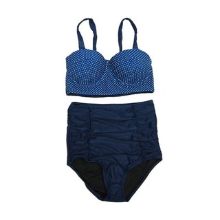 Easy Swim ชุดว่ายน้ำ Two Piece ลายจุด (สีฟ้า / ขาว)