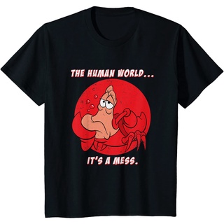 เสื้อยืดผ้าฝ้ายพรีเมี่ยม เสื้อยืด พิมพ์ลาย Disney The Little Mermaid Sebastian The Human World