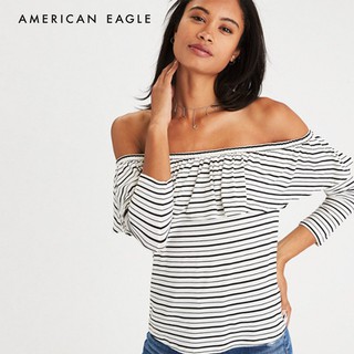 American Eagle Soft &amp; Sexy Off-the-Shoulder Ruffle Top เสื้อ ผู้หญิง ผ้านิ่ม เปิดไหล่  (WCL 037-5450-106)