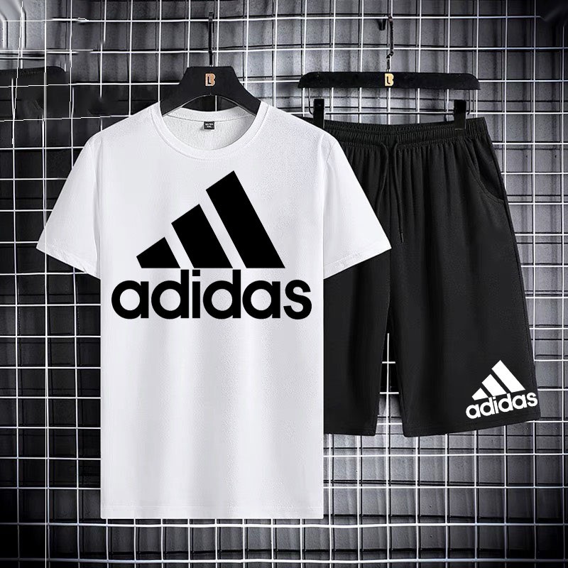 ชุดเซ็ทแฟชั่นเสื้อยืดแขนสั้นสกรีนลาย+กางเกงขาสั้นกางเกงขาสั้นลำลอง กางเกงกีฬา ใส่ได้ทั้งหญิงและชายT1