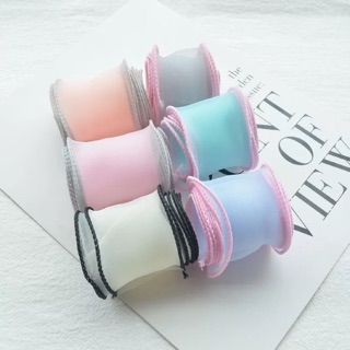 ริบบิ้น ผ้าขอบสี ( 1 หลา) ริบบิ้นผ้า ริบบิ้นเกาหลี ริบบิ้นผ้าแก้ว ริบบิ้นขอบเอ็น