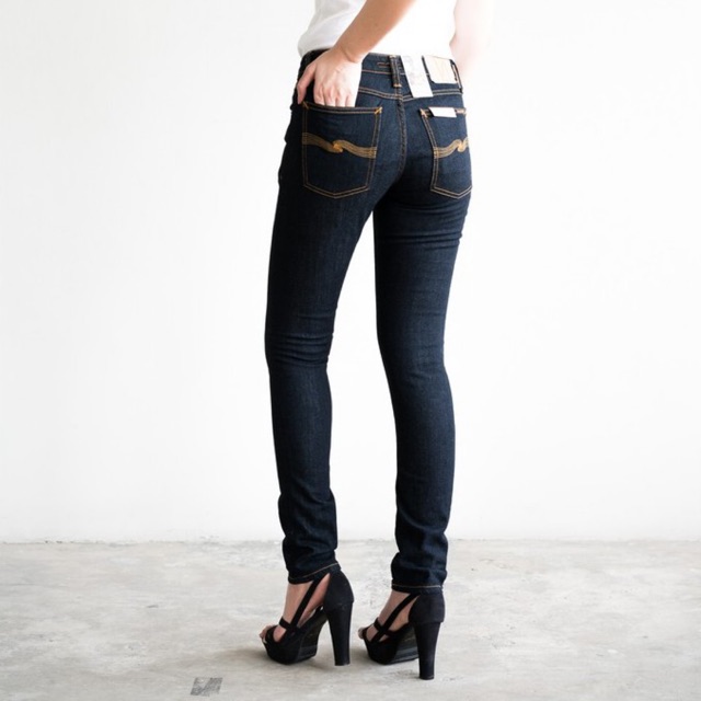 ฟรี! ถุงผ้า300฿ Skinny Lin Dry Deep Orange แบรนด์ Nudie Jeans แท้ 100% by Goods & Raw (unisex)