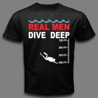 REAL MEN DIVE DEEP scuba diver down flag Diving Black Men T-shirtS-5XL