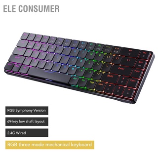 Ele คีย์บอร์ดเล่นเกมไร้สาย บลูทูธ 3 โหมด 69 คีย์ Rgb หลากสี สําหรับแล็ปท็อป คอมพิวเตอร์ตั้งโต๊ะ