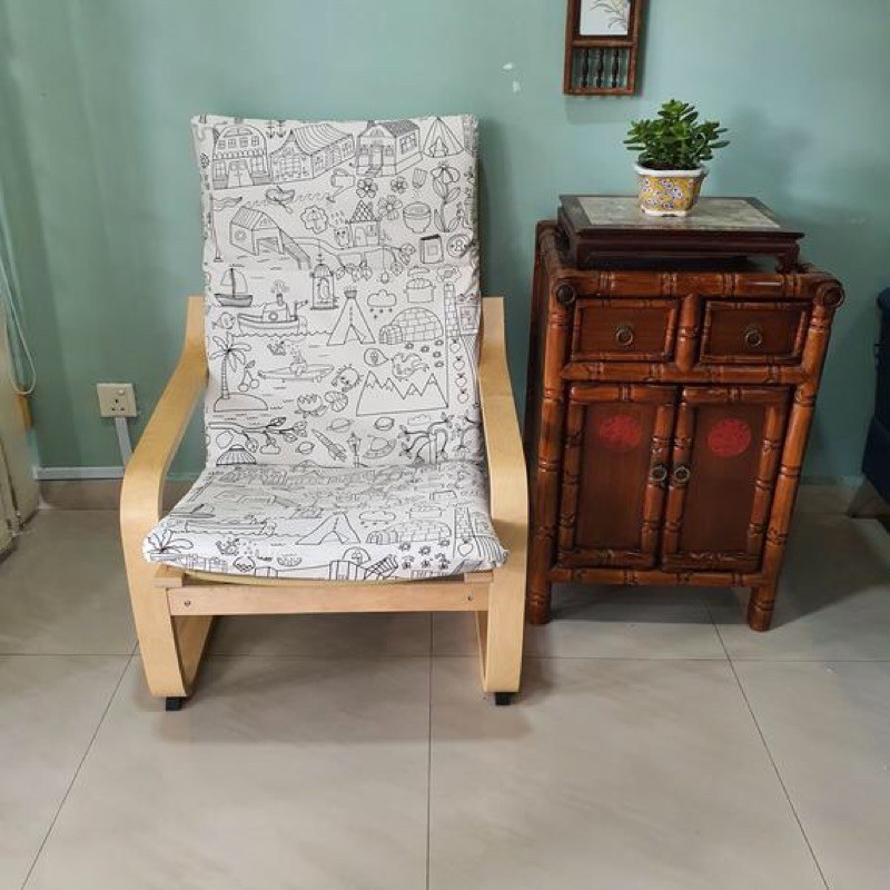 Poang Cover Ikea Pello Cusion Cover Hand Drawing Pattern ใหม่
