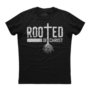 พร้อมส่ง เสื้อยืดแขนสั้น ผ้าฝ้าย พิมพ์ลาย Rooted In Christ หลากสีสัน สําหรับผู้ชายสามารถปรับแต่งได้