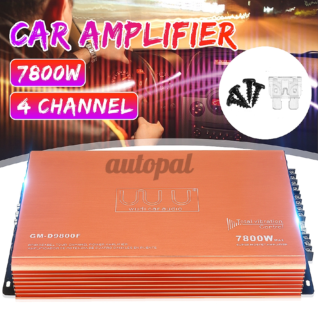 7800W 12V Car Stereo Amplifier 4 Channel Bass Boost Audio Power Amp